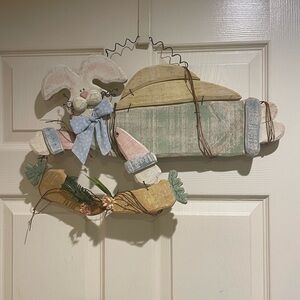 Rustic White Wooden Easter Bunny Wall Decor